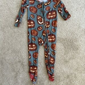 Posh Peanut Pumpkin Print Kids Pajama Footies
